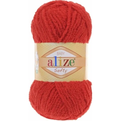 Plyšová příze Alize Softy - červená 56