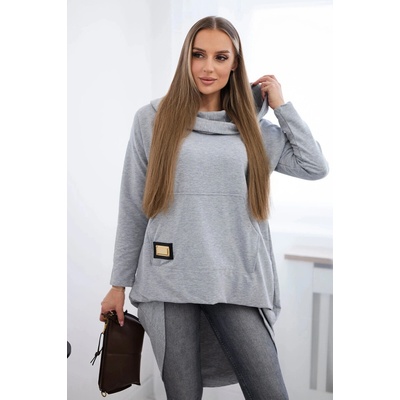 Kesi Sweatshirt with a long back and a hood in grey