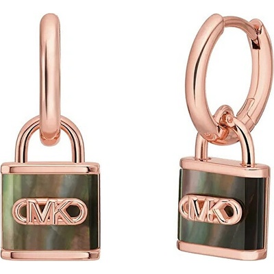 Michael Kors pozlacené kruhové náušnice s perletí Kors Lock MKC1743TL791