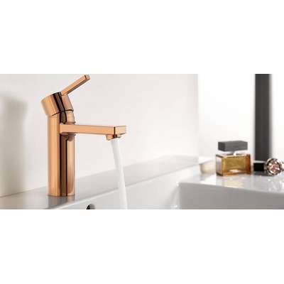 Пакет РОЗОВО ЗЛАТО: термостатна душ система+смесител за мивка+клик сифон