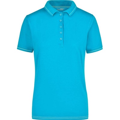 James & Nicholson JN 568 Dámske žerzejové elastické polo modrá aqua biela