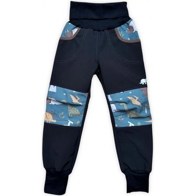 Vyrobeniny Dětské softshellové kalhoty s fleecem Dinosauři
