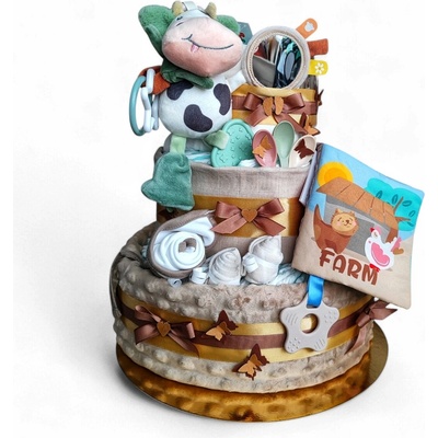 BabyTorta trojposchodová plienková torta pre bábätko neutral FARMA