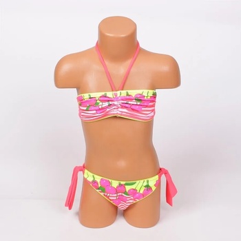 Image 1 of Пъстър детски бански в неонови цветове с черешки