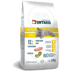 ONTARIO Adult Indoor chicken cat food - суха храна за апартаментски котки над 1 година с пилешко месо 2 кг, Чехия 213-0047