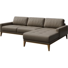 Mesonica Světle hnědá kožená rohová pohovka Musso Tufted, pravá, 248 cm
