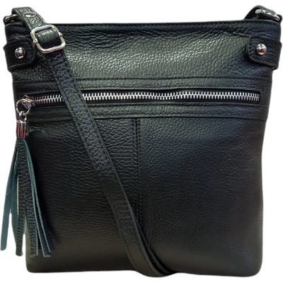 Vera Pelle dámská kožená crossbody kabelka 1660 Blk černá