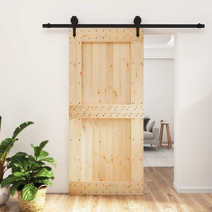 vidaXL Преплъзваща се врата Естествено и черно 95 x 210 cm (3445162)