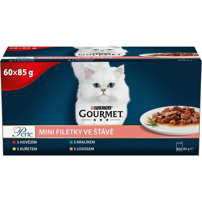 Gourmet Perle hovädzie, kuracie, králik, losos 60 x 85 g