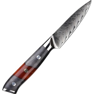 HARAHU Дамаски кухненски нож YA-37550 - Paring / Червен / Сив KP37550