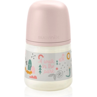 Suavinex kojenecká láhev Walk anatomická silikon ružová 150 ml