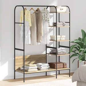vidaXL Държач за дрехи Кафяв дъб 120 x 44 x 160 см Инженерна дървесина (868446)