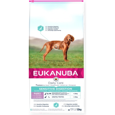 EUKANUBA DAILY CARE PUPPY ALL SENSITIVE DIGESTION - за подрастващи кучета с чувствително храносмилане 12kg