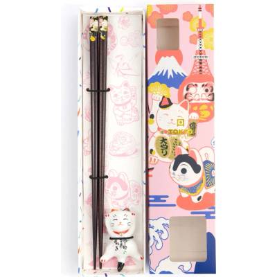 Tokyo Design Studio Darčeková sada paličiek s podložkou Lucky Cat A uni