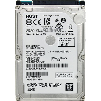 Hitachi Travelstar 7K1000 1TB, 2,5", SATA/600, 7200RPM, 32MB, HTS721010A9E630