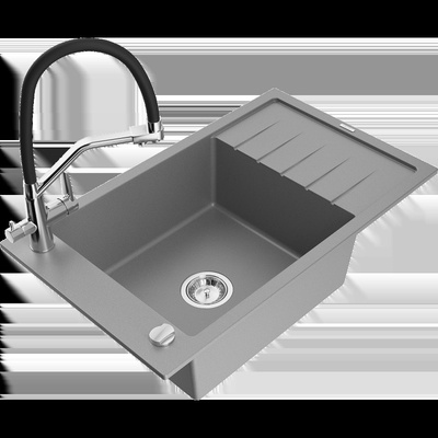 Elias едночелен мивка с дренираща и кухненски съдове Duo, сив - 6511-71-671701-07 (6511-71-671701-07)