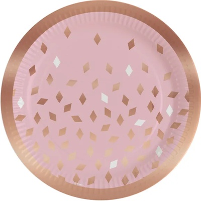 Amscan Чинии розово-златни за рожден ден 23 см 8 бр