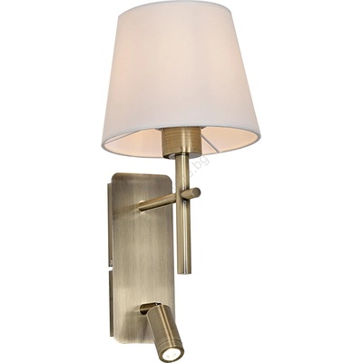 Zuma Line W4106-2AB+WH-LED Настенна лампа LUNA 1xE27/40W/230V + LED/2, 5W месинг/бяла (ZL0997)