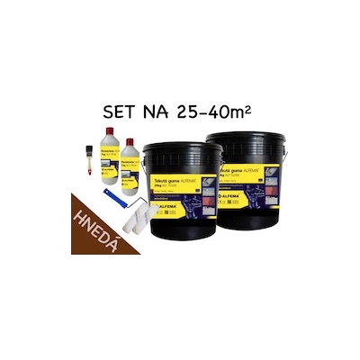 SET na 25-40m2 (42kg) - 2x Tekutá guma ALFEMA TG500 hnedá 20 kg, 2x Penetrácia ALF PR40 1kg, náradie