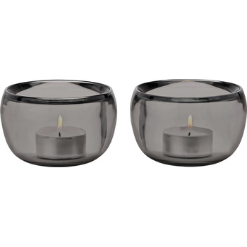 Stelton Свещник за чаена свещ ORA, 9 см, комплект от 2 бр. , опушен, стъкло, Stelton (SN107)