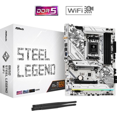 MB Desktop B650 Steel Legend, AM5, 4x DDR5, 1x PCIe 5.0 x16, 1x PCIe 3.0 x16, 1x PCIe 4.0 x1 1x Blazing M. 2(PCIe Gen5x4), 2x Hyper M. 2(PCIe Gen4x4), 2x SATA3 6.0 Gb/s, 1x HDMI, 1x DP (B650 STEEL LEGEND WIFI)