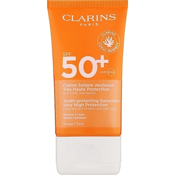 Clarins Youth-Protecting Sunscreen High Protection SPF50+ слънцезащитен крем за лице против бръчки унисекс 150 мл