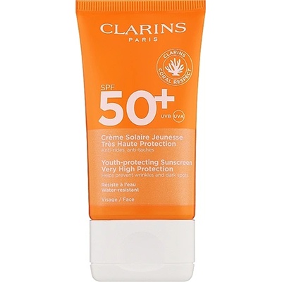 Clarins Youth-Protecting Sunscreen High Protection SPF50+ слънцезащитен крем за лице против бръчки унисекс 150 мл