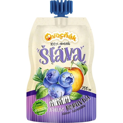 OVOCŇÁK Mušt jablko a čučoriedka 200 ml