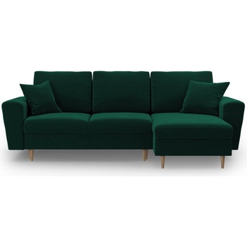 Cosmopolitan Design Зелен кадифен разтегателен ъглов диван с място за съхранение Kyoto - Cosmopolitan Design (COS_COR_2_F2_KYOTO6)