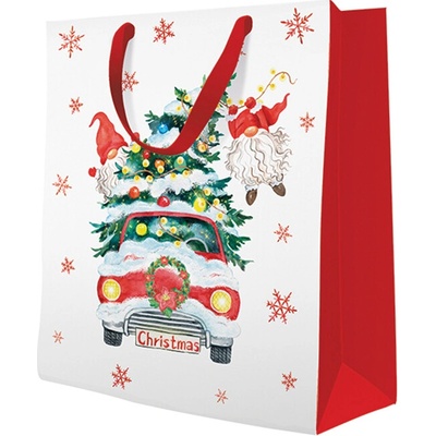 Darčeková taška PAW Christmas Gnomes with a tree, veľká 26,5x13x33,5 cm