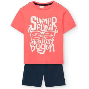BOBOLI Knit short sleeve set - Pink (Watermelon)