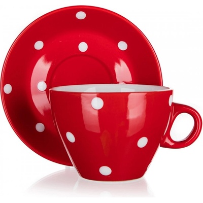 Banquet Šálek s podšálkem DOTS červený 100 ml
