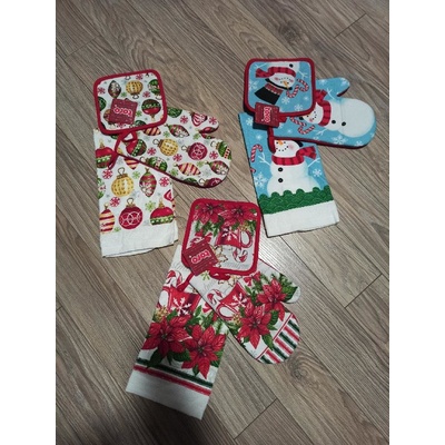 KUCHYŇSKÝ VÁNOČNÍ SET-UTĚRKA, CHŇAPKA, RUKAVICE – Zboží Dáma