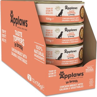 Applaws Taste Toppers Natural kuracie s lososom vo vývare 12 x 156 g