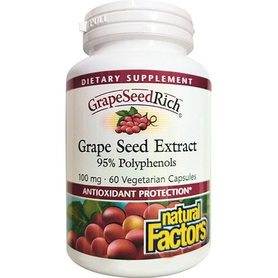 Natural Factors GrapeSeedRich Grape Seed Extract, 100 mg, 60 веге капсули, Natural Factors