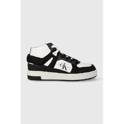 Кожени маратонки Calvin Klein Jeans BASKET CUPSOLE HIGH MIX ML FAD в черно YW0YW01300 (YW0YW01300)