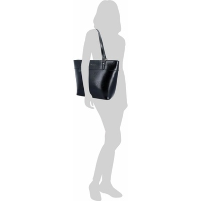 Noelia Bolger Luxusná kožená shopper kabelka zo saffiano kože 0076 1 0076 Čierna
