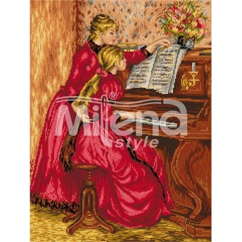 Milena Style Урок по пиано - гоблен със схема конци dmc 1: 1