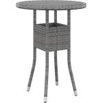 vidaXL Градинска маса, Ø60x75 см, закалено стъкло и полиратан, сива (310600)