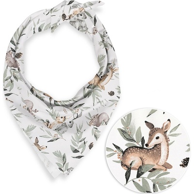 Biante detská bavlnená šatka Sandra SA-455 Srnčekovia zajačikovia a veveričky na bielom