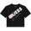 GUESS Черна къса тениска за момиче с бял надпис Guess и розово сърце