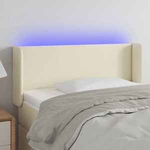 vidaXL LED горна табла за легло, кремава, 83x16x78/88 см (3123030)