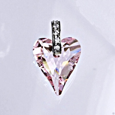 Čištín Stříbrný přívěšek s krystalem Swarovski rosaline heart pendant, srdce, P 1408