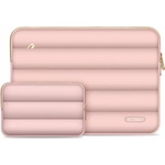 Tech-Protect Елегантен калъф и органайзер за аксесоари за MacBook 13, MacBook 14 и лаптопи до 14 инча - Tech-Protect Puffy Laptop Sleeve and Accessories Bag 14 (розов) (THP3480)