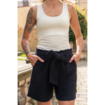 Jsem máma dámské BIO mušelínové kraťasy černé