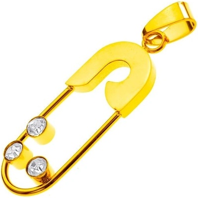 Šperky eshop Ocelový přívěsek zicherka se třemi zirkony zlatá Y23.12
