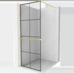 Mexen Kioto+ душ преграда със стелаж Walk-in 80 x 200 см, черна решетка, златна матирана - 800-080-121-55-77 (800-080-121-55-77)
