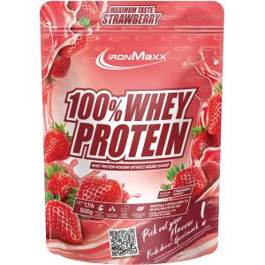 IronMaxx 100% Whey Protein Powder 500g - Strawberry | Creamy protein shake with BCAAs & EAAs | High protein, low carb & low sugar | Ideal for muscle building & fitness - 41205 (41205)