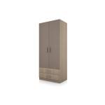 Bogdan Furniture I Двукрилен гардероб Mod 1008 с чекмеджета, Мока/Лате