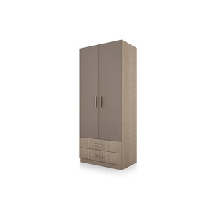 Bogdan Furniture I Двукрилен гардероб Mod 1008 с чекмеджета, Мока/Лате